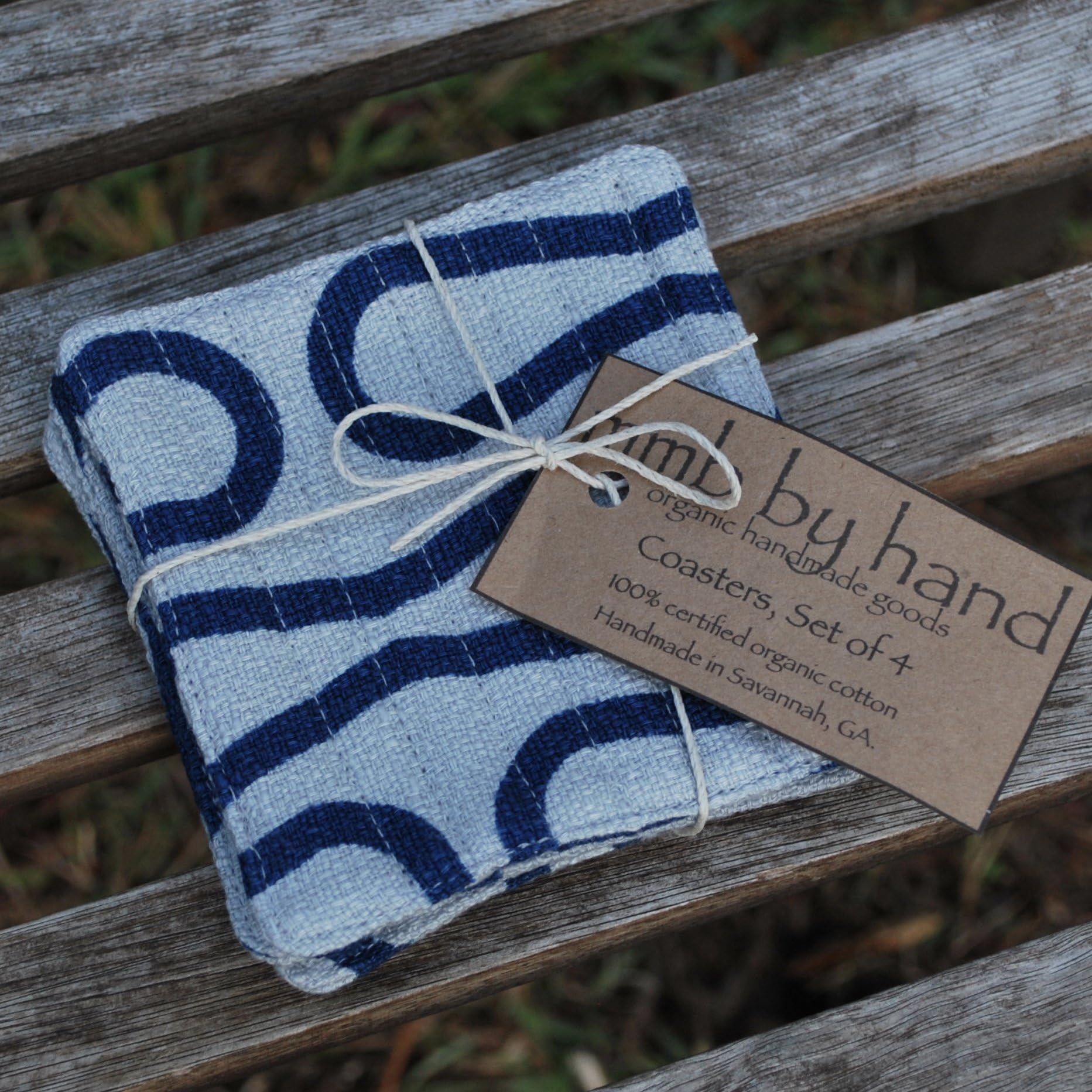 Organic Set of 4 Coasters - Retro Mod Blue Loops