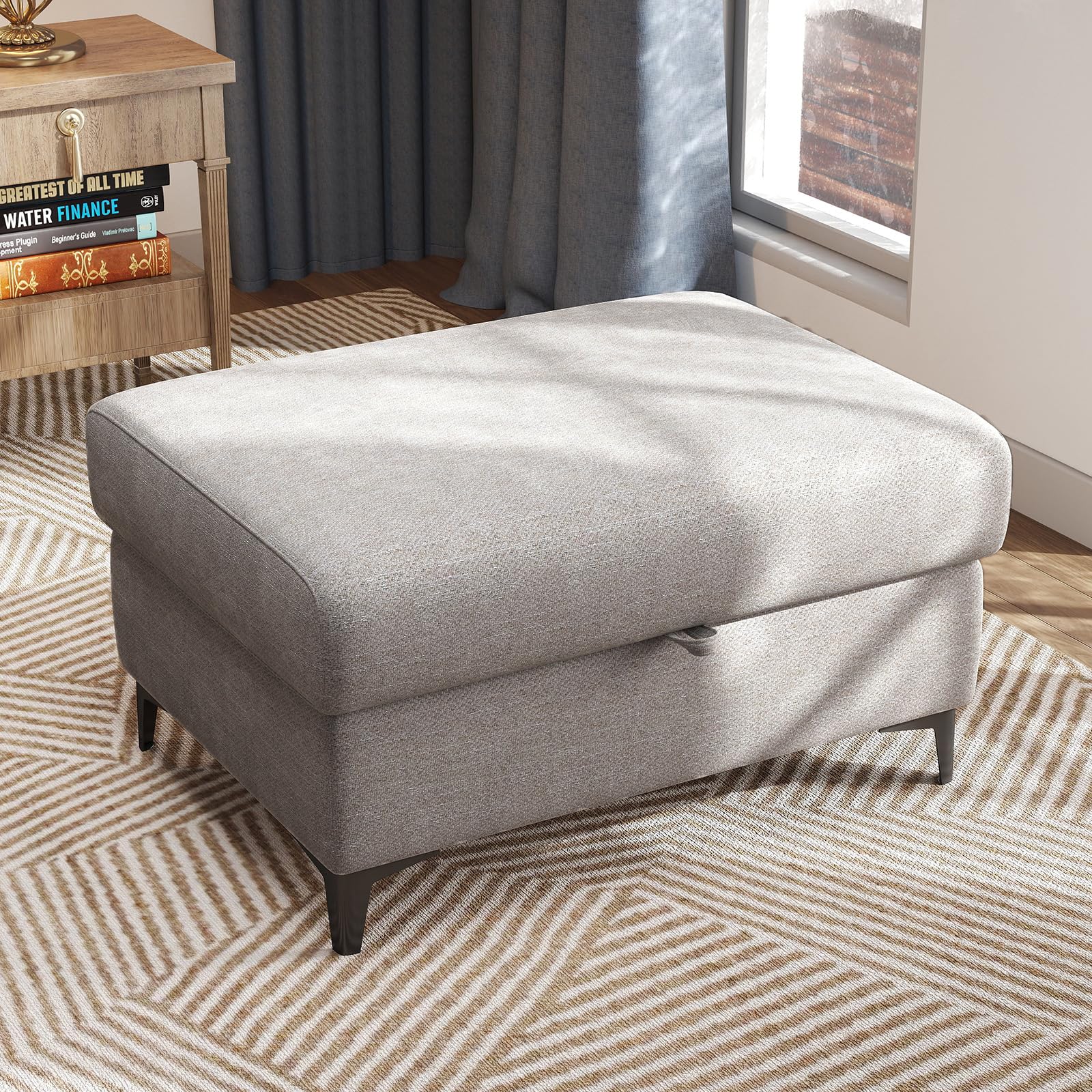 Upvilla 35" Large Storage Ottoman for Living Room(Light Gray)