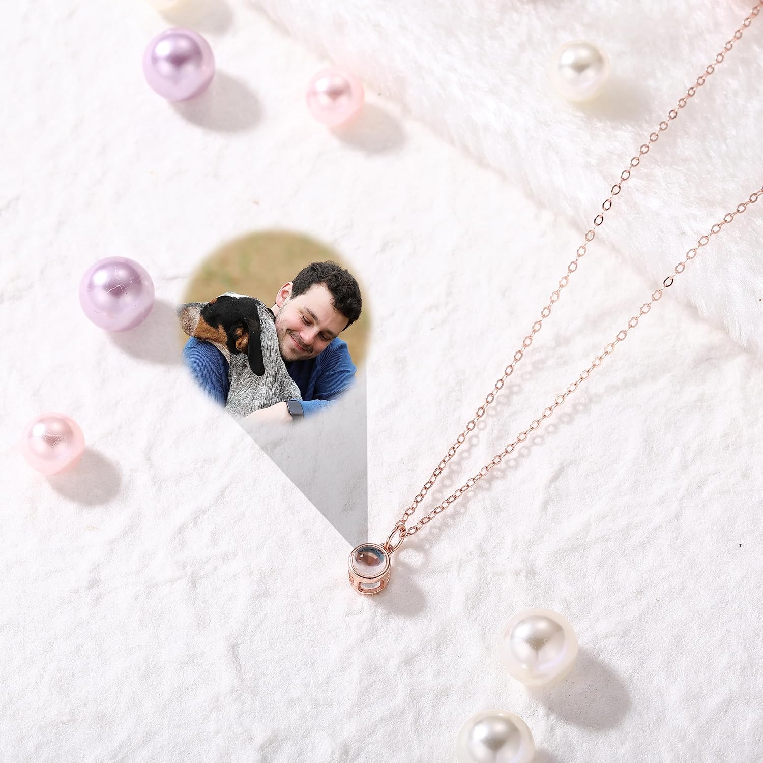 MeMeDIY Personalized Necklace I Love You Necklace 100 Languages with Custom Inside Projection Picture Pendant Sterling Silver Jewelry for Women Christmas Birthday Gifts