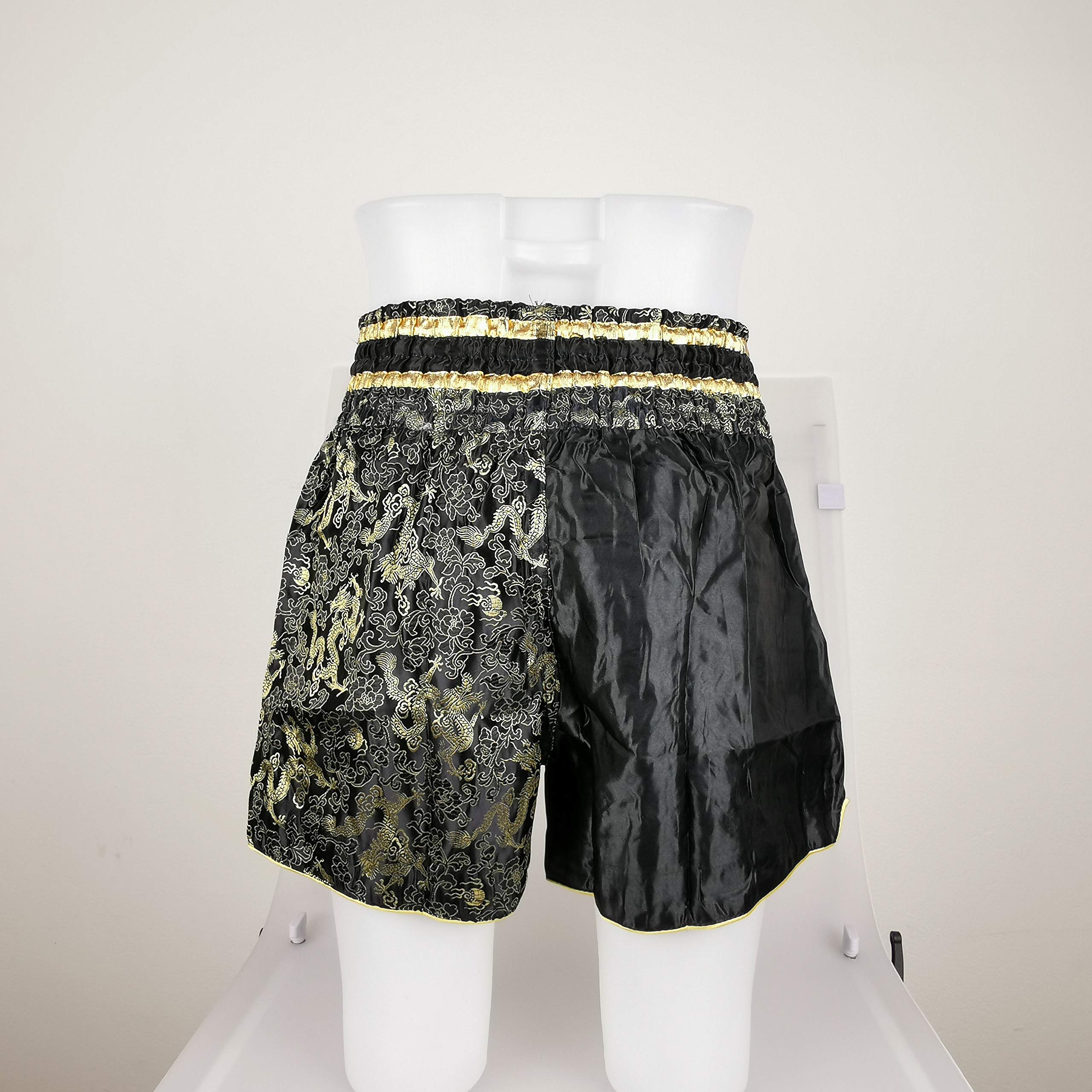 Kurop - Pantalones cortos de boxeo para Muay Thai - Negro - X-Large