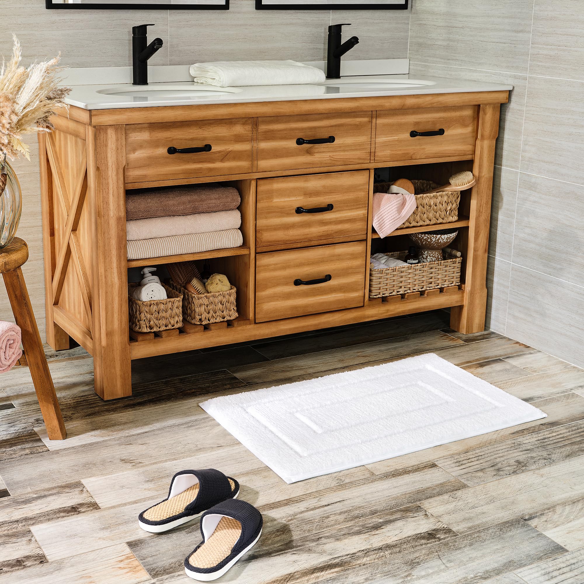 Tappeto Da Bagno Granny Says 50x80 Cm - Antiscivolo, Super Assorbente, Microfibra Morbida, Blu Navy - Foto 9