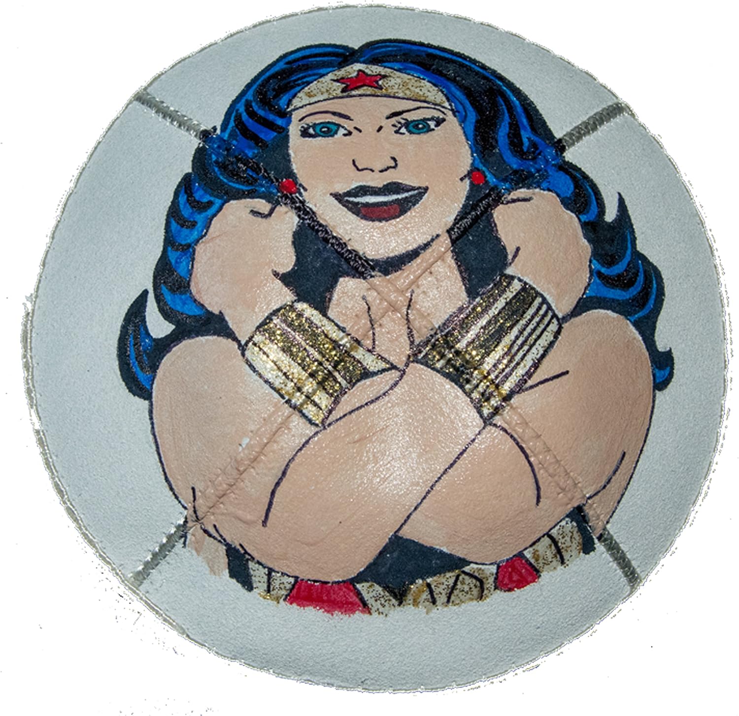 Hand-painted Kippah (Yarmulke) with a Superheroine
