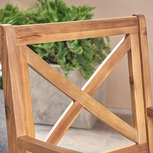 Miniatura 8 de Christopher Knight Home Peter  Juego de 2 sillas de comedor de madera de acacia al aire libre, cojín de tecaverde