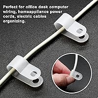 Vista 3 de 120 abrazaderas de cable tipo R de 1/2 pulgada, clips de cable de alambre de nailon con tornillos M4, clips de sujeción de cable de montaje de Blanco