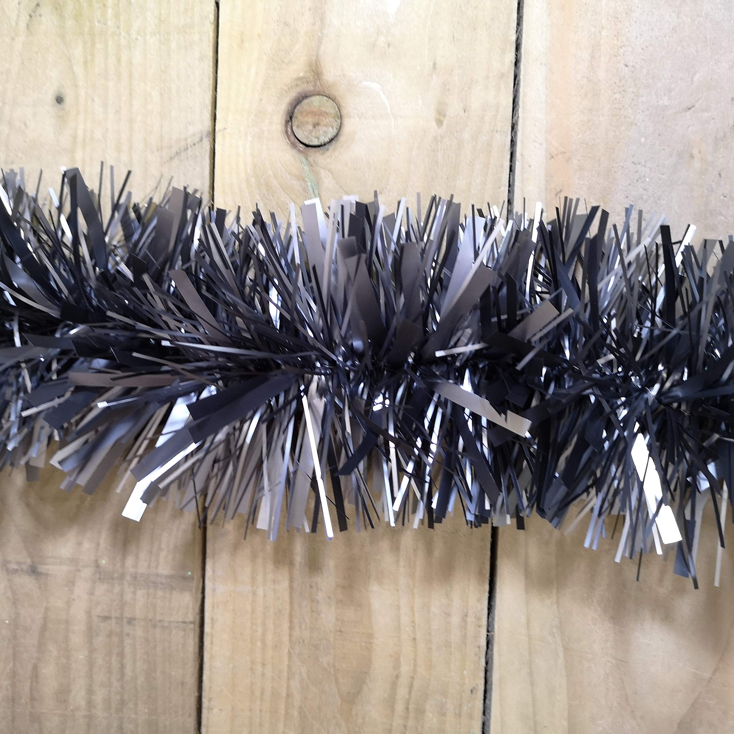 Festive Productions Luxury Chunky Matt Graphite Grey Tinsel Garland : 2m x 15cm : P021194