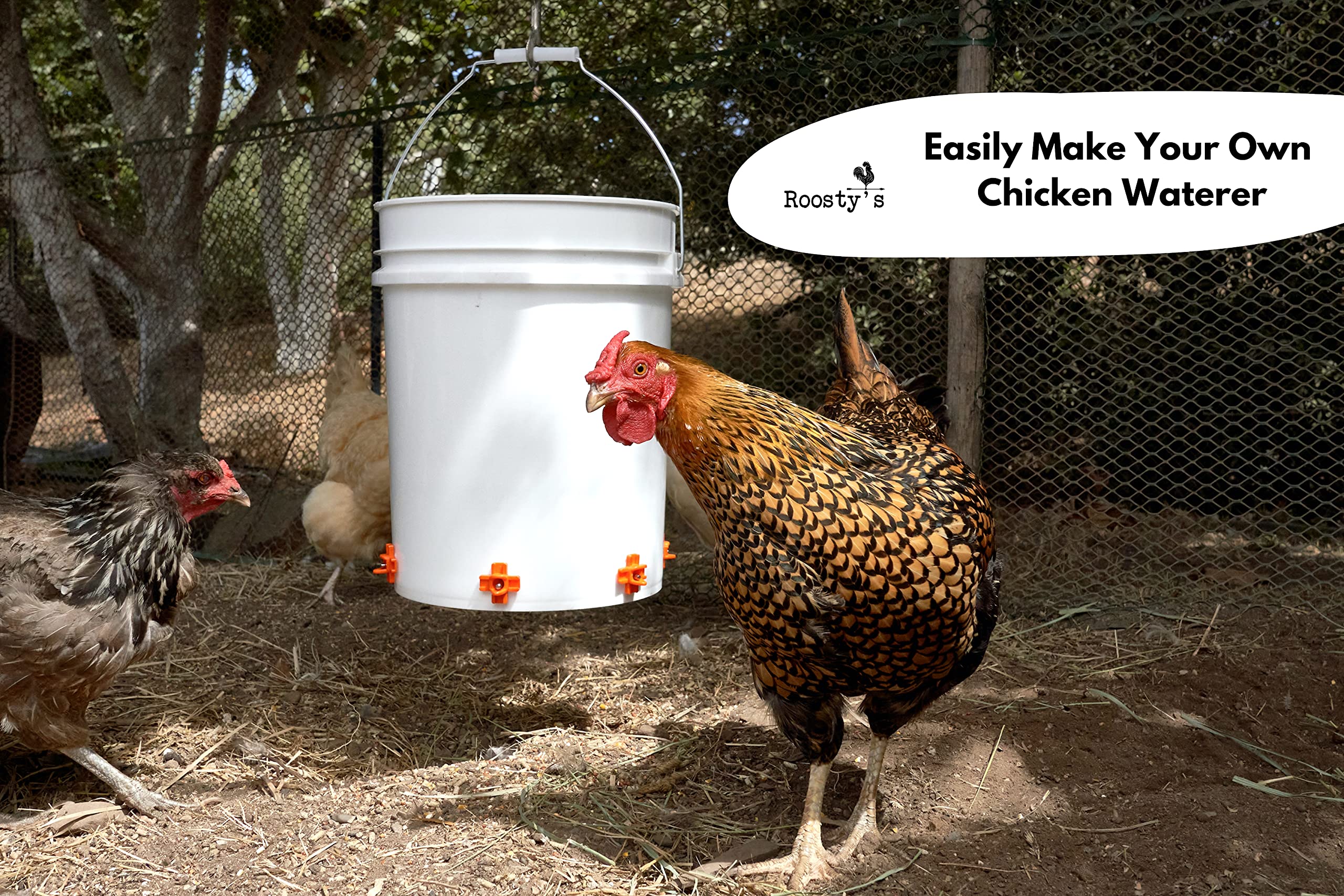 Roosty's DIY Chicken Waterer Kit x12 Horizontal Chicken Waterer