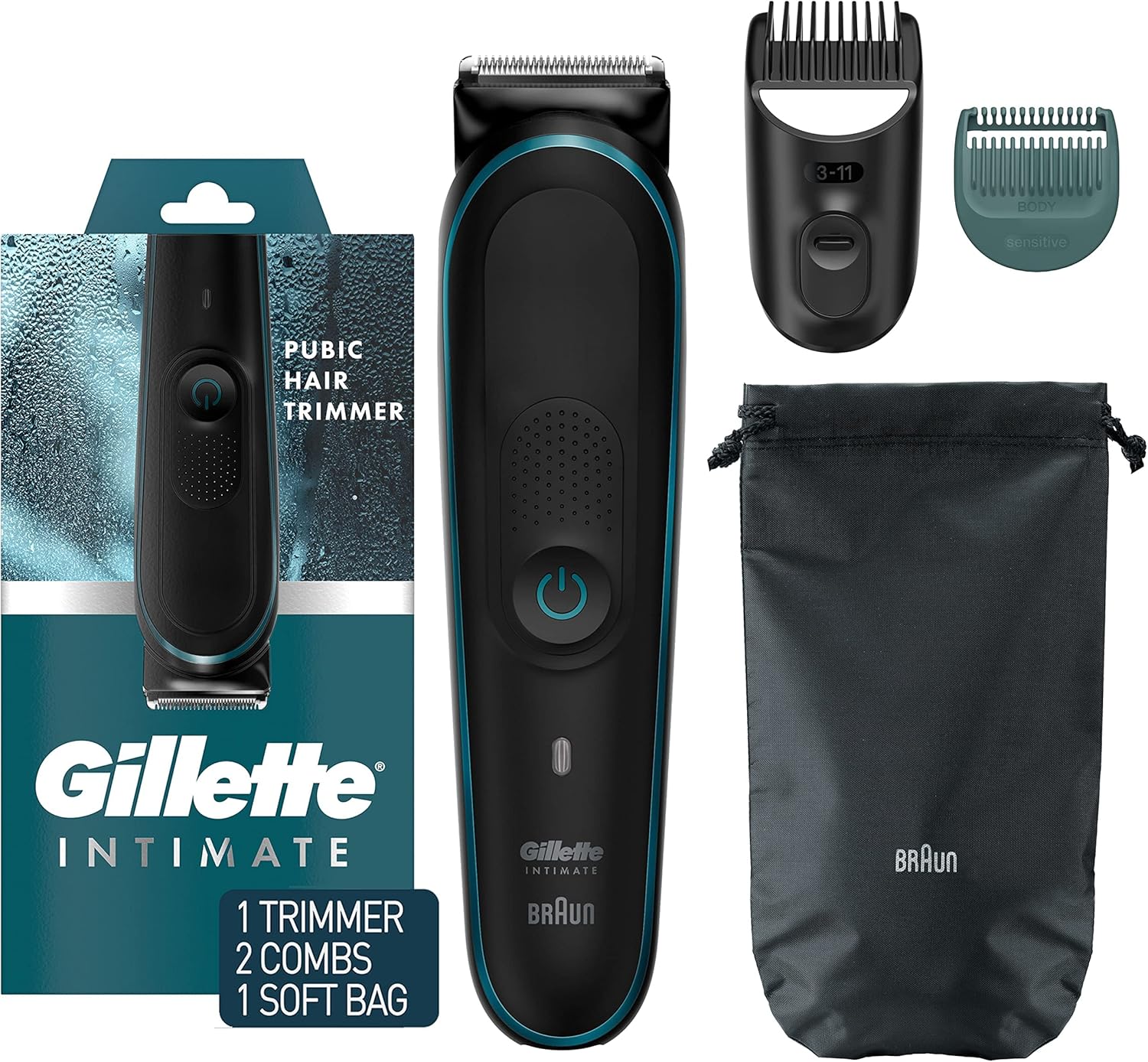 Gillette Intimate Men’s Pubic Trimmer, SkinFirst Pubic Hair Trimmer For