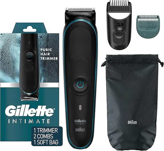 Gillette Intimate Men’s Pubic Trimmer, SkinFirst Pubic Hair Trimmer for Men, Waterproof