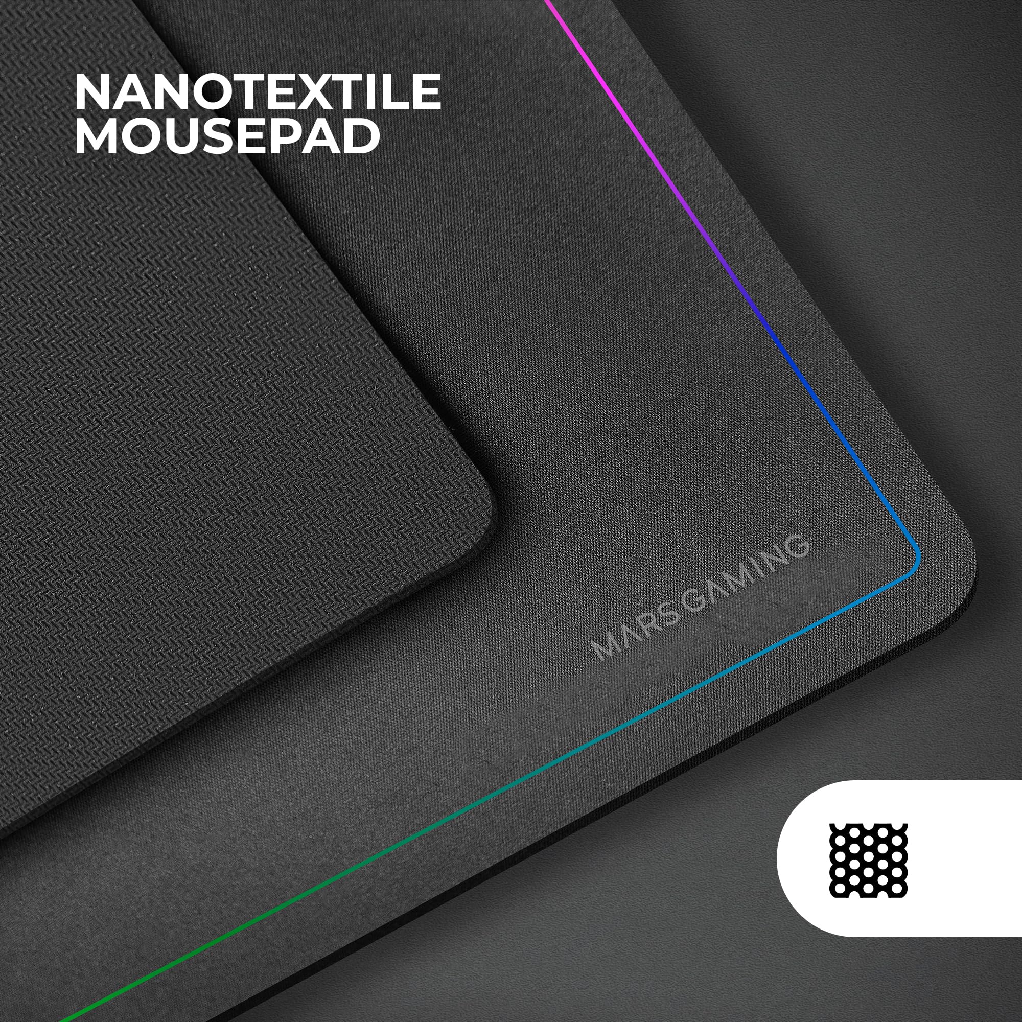 Mars Gaming MCP124, Layout Portugués, Combo Gaming 3en1, Teclado Ergonómico H-Mech LED RGB, Ratón RGB 3200DPI Switches HUANO, Alfombrilla Nanotextil 360x260mm, Compatibilidad Multiplataforma, Negro