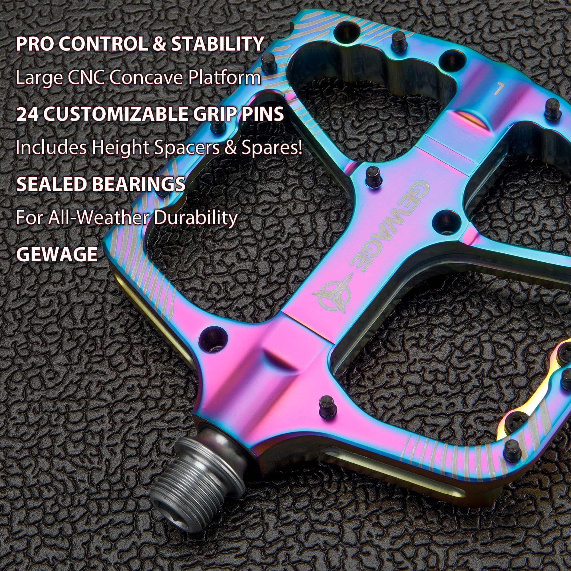 GEWAGE Set de Pedales MTB - Pedales de Bicicleta CNC de Aluminio, rodamiento de Bolas & Sistema de Sellado para Mountain Bike, Gravel, Trekking – Ideal para Downhill & Trail