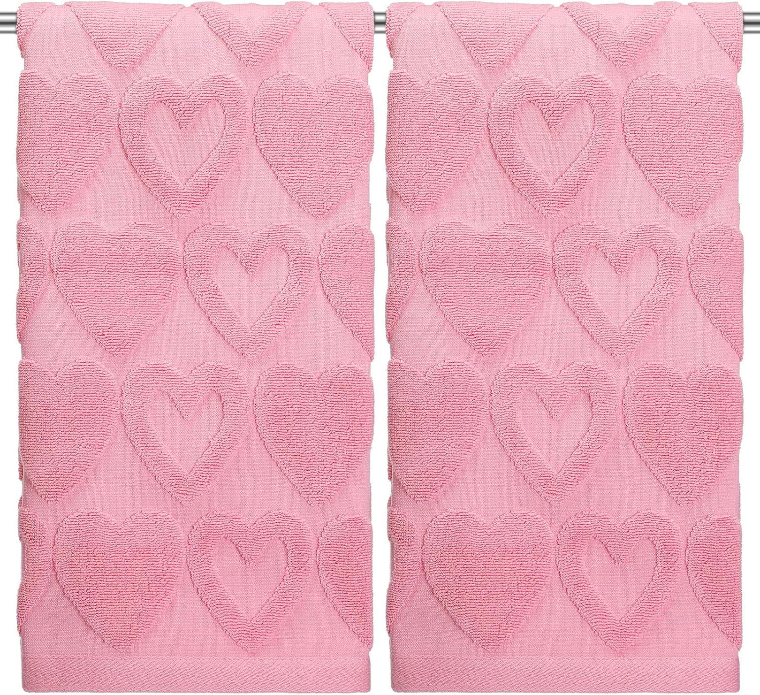 2枚パック バレンタインデー ハンドタオル 100%コットン ハートジャカード バスルーム 装飾タオルセット バレンタイン 浴室装飾