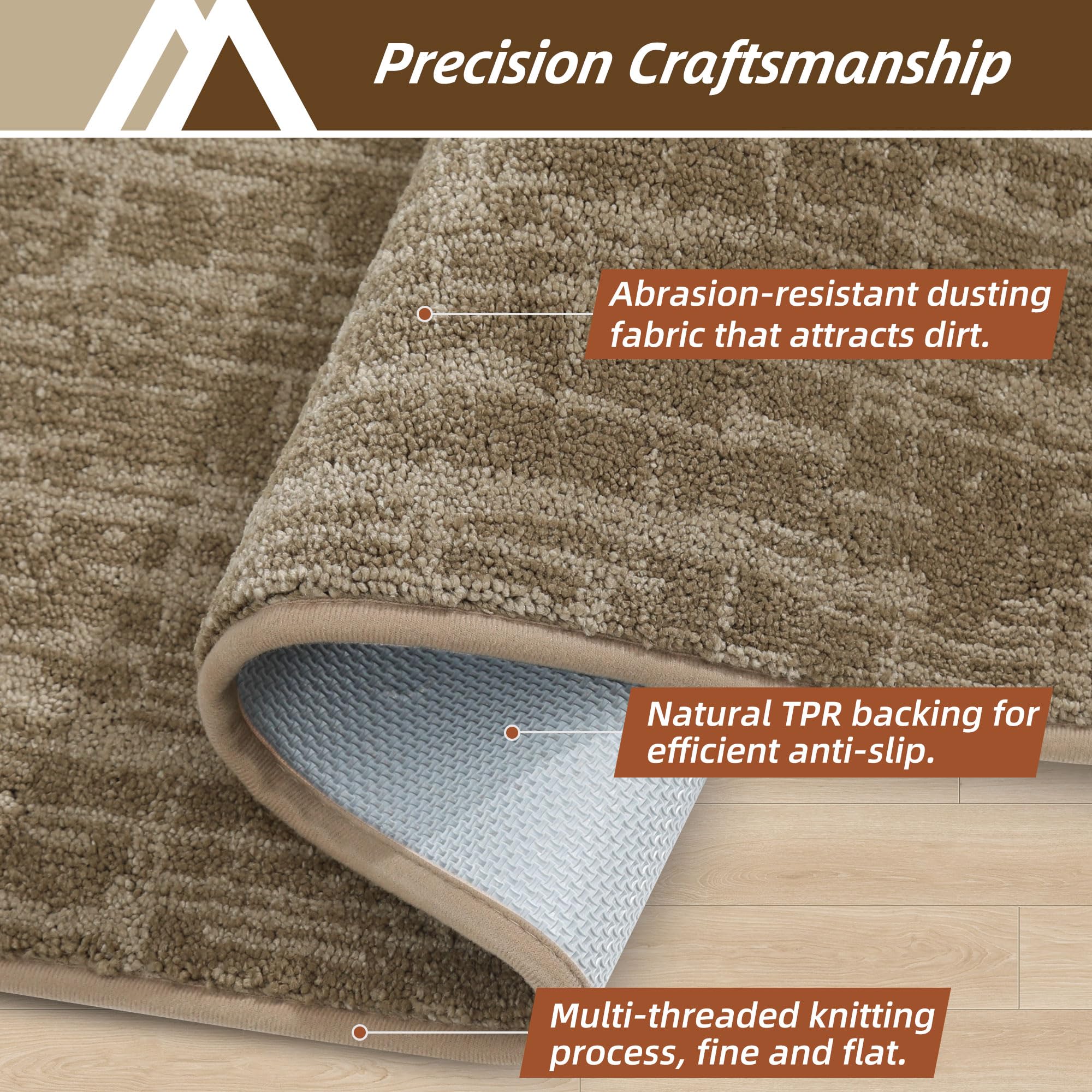 COSY HOMEER Paillasson antidérapant et lavable, absorbant la saleté, pour porte avant et arrière, tapis d'entrée et chaussures humides, taupe, 50,8 x 81,3 cm
