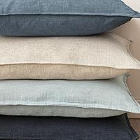 Vista 188 de Foindtower Paquete de 2 fundas de almohada decorativas de lino y liso, funda de cojín decorativa suave, estilo bohemio campestre para silla, sofá