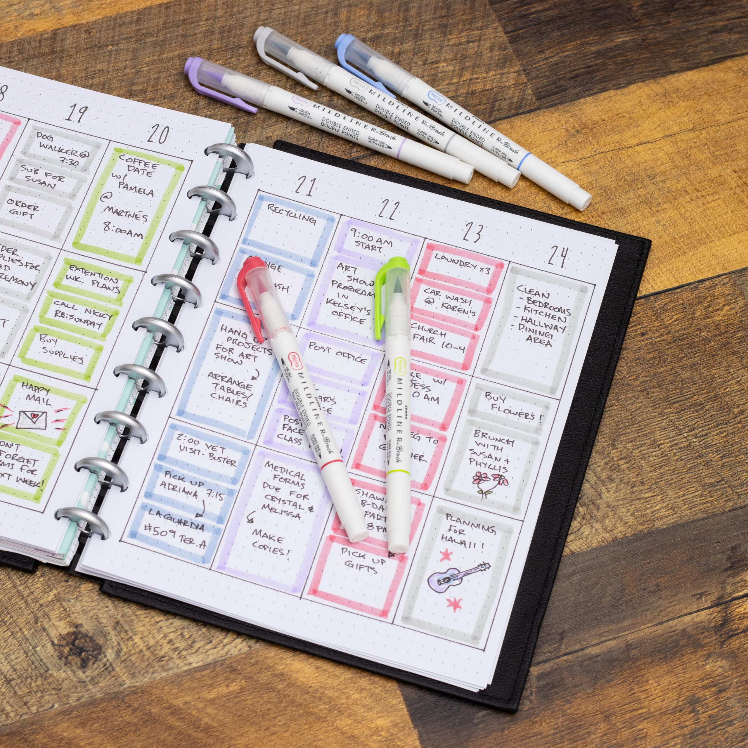 Zebra Mildliner Double Ended Brush Pen & Marker 5/Pkg-Cool & Refined