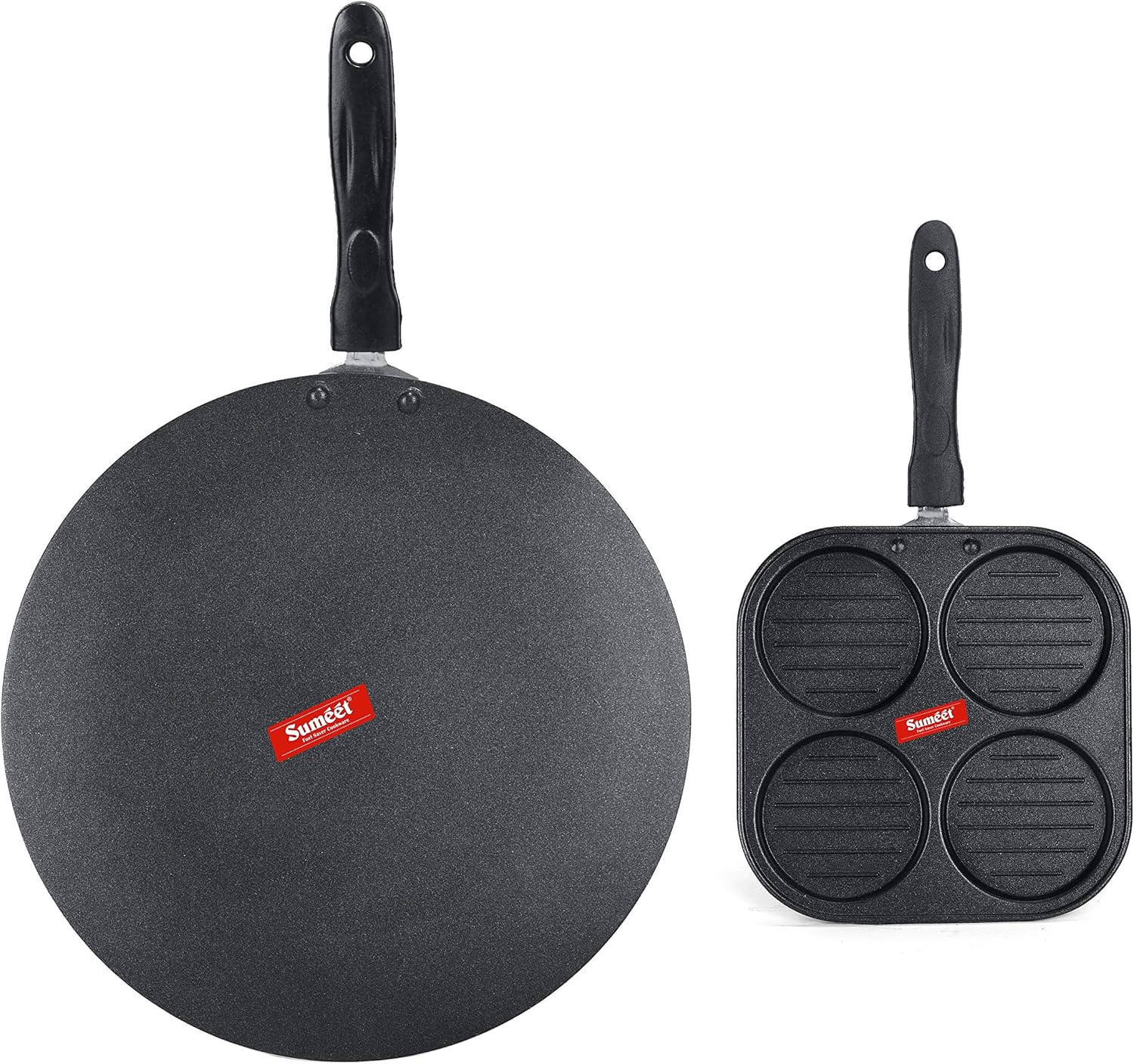 Sumeet NonStick Srebrna Cookware Set (Conceve/Roti Tawa - 28Cm Dia + Mini Multi Snack Maker - 4 Cavity -19.5cm)