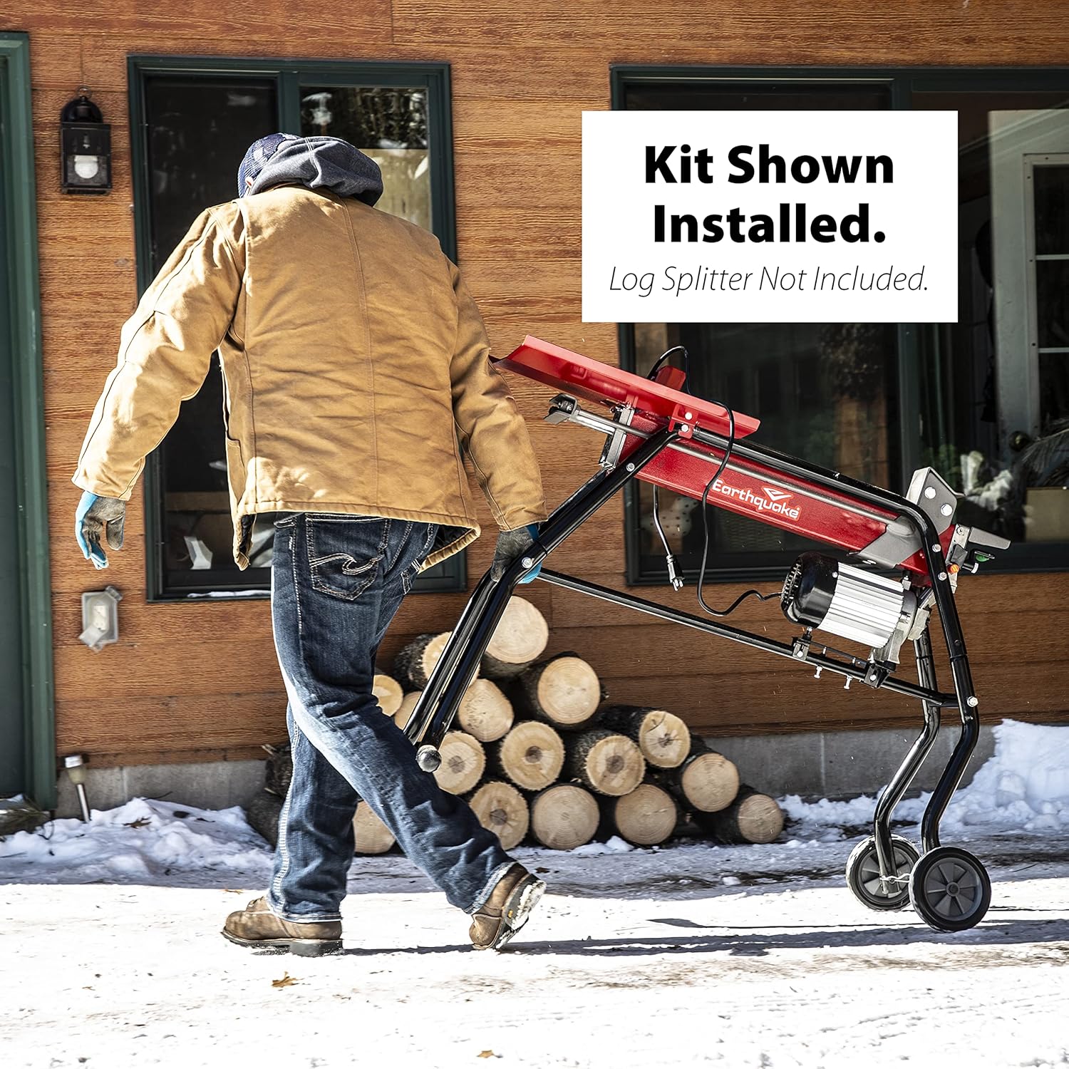 Earthquake 32230 Log Splitter Stand and Tray Kit, Heavy Duty Steel Construction, Removable Log Tray, Sturdy Transport Wheels, Pairs with Earthquake Model 32228 Log Splitter
