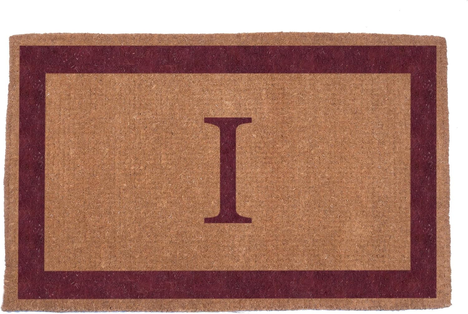 COCO MATS 'N MORE Hand Woven Red Single Bordered Monogrammed Coco Doormat 38 x 60