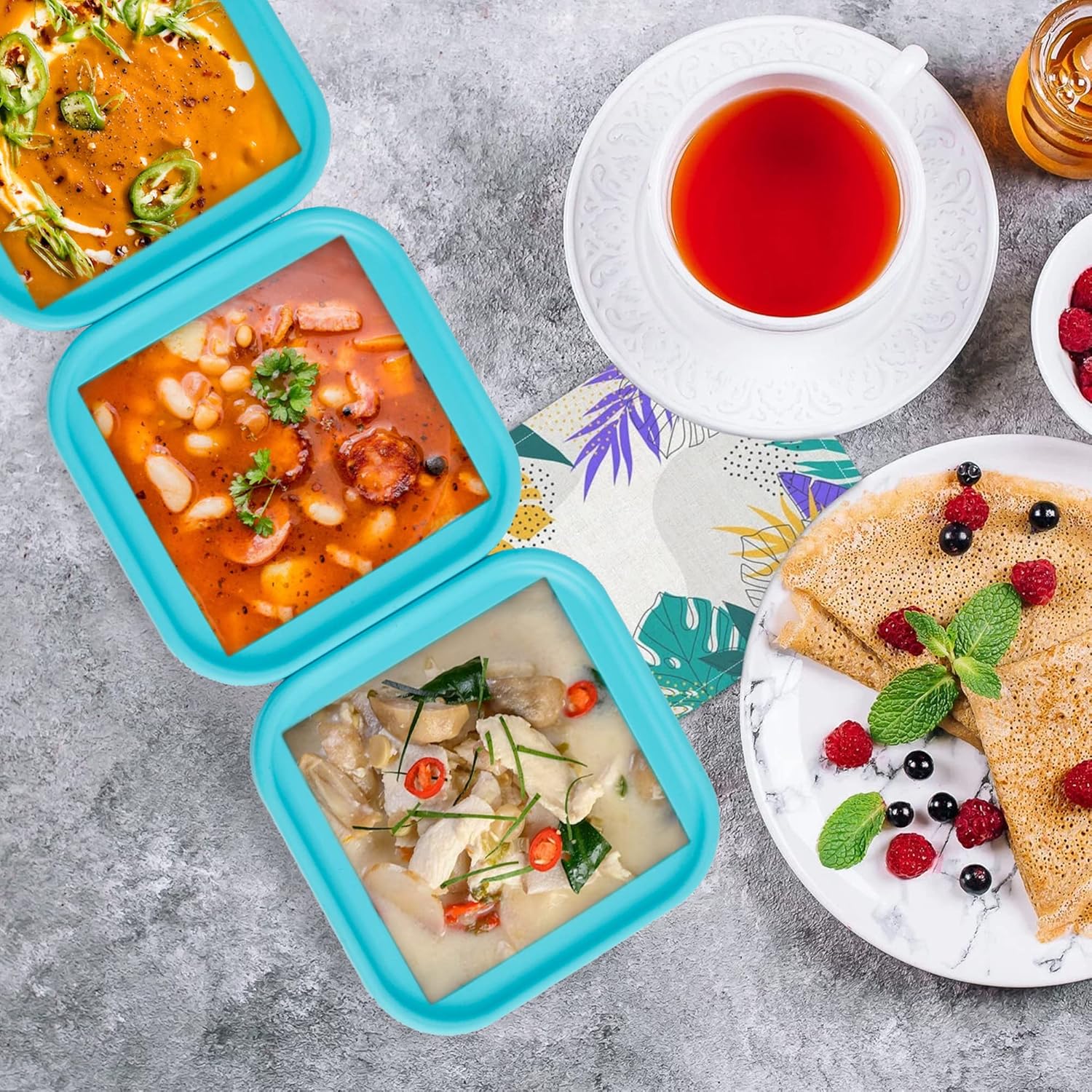 Silicone Freezing Tray with Lid - 2-Cup 4 Pack Freezer Containers,Make 1 Perfect Freezing,Storing Soups, Foods, Stews, Dips or Sauces Simple and Convenient Color Aqua - Image 7