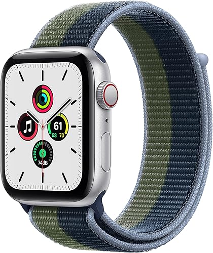 Apple Watch SE GPS + Cellular 1.732 in - Caja de aluminio plateada con lazo deportivo Abyss BlueMoss Green (renovado) disponible en Yaxa Colombia