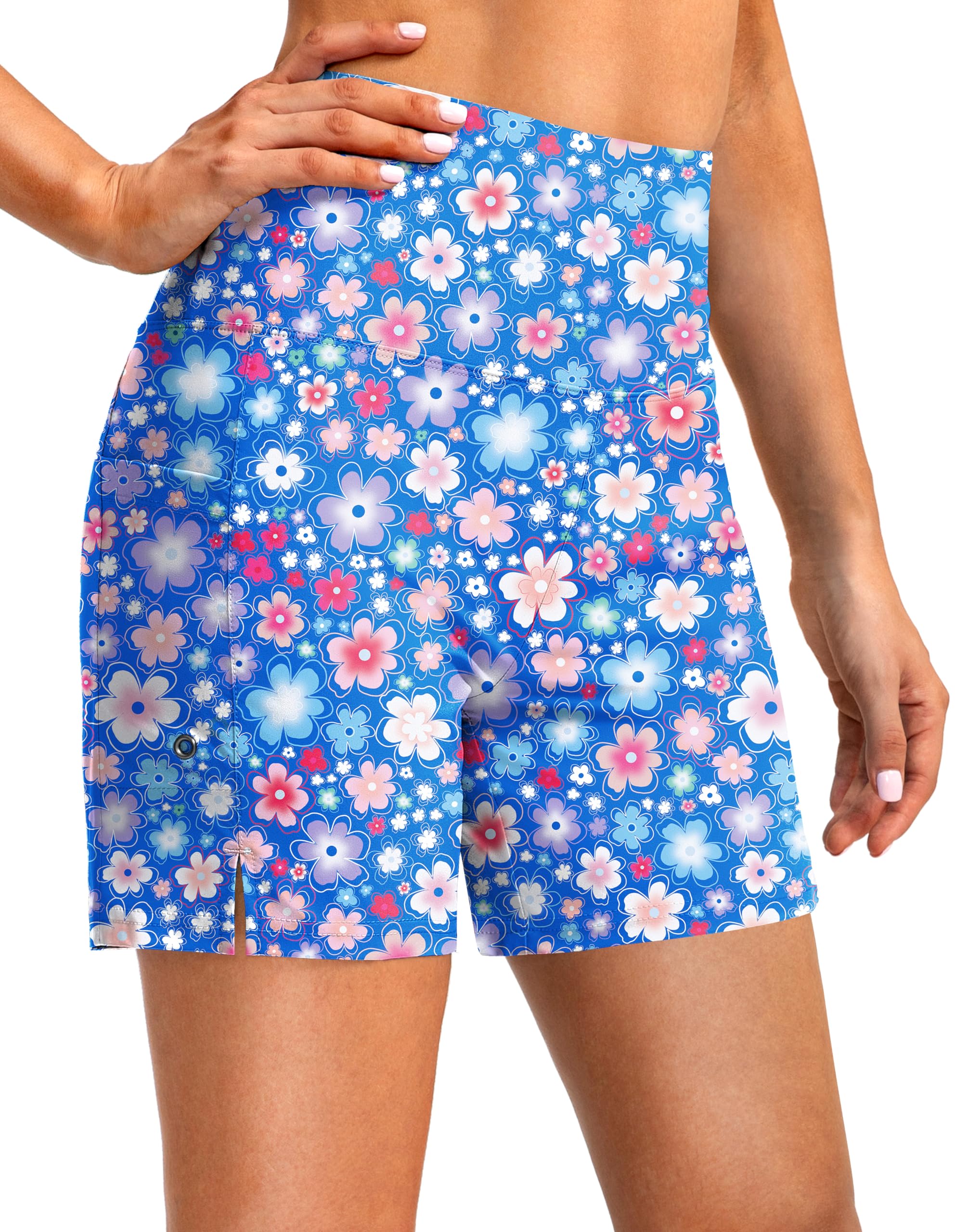 G Gradual Women's 5" High Waisted Swim Board Shorts with Phone Pockets UPF 50+ Quick Dry Beach Shorts for Women with Liner