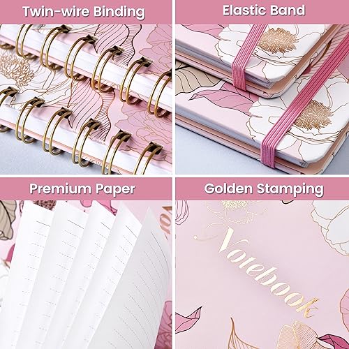 Miniatura 5 de Diariocuaderno en espiral, diario forrado con bolsillo trasero y tapa dura, 8.5 x 6.4 pulgadas, cuaderno de rayas universitariasdiario, papel grueso