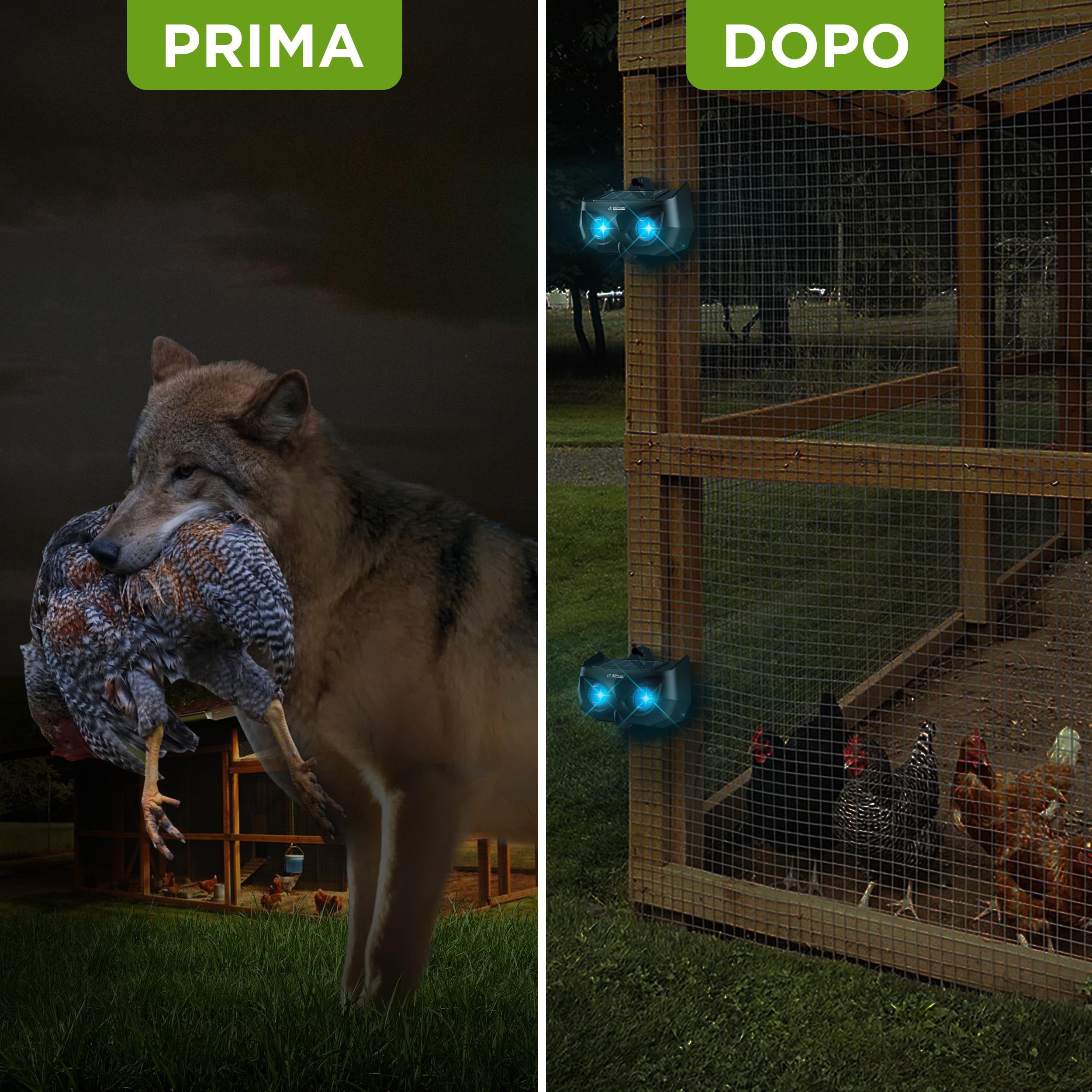 ISOTRONIC Repellente Solare Animali Selvatici LED Blu (4 Pezzi), Dissuasore per Procioni Cervi Volpi Cinghiali, Raggio d'azione 40m², Deterrente Efficace Esterno e Giardino Senza Veleni