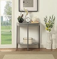 Vista 2 de Acme Justino - Mesa consola de madera con estante inferior en color gris