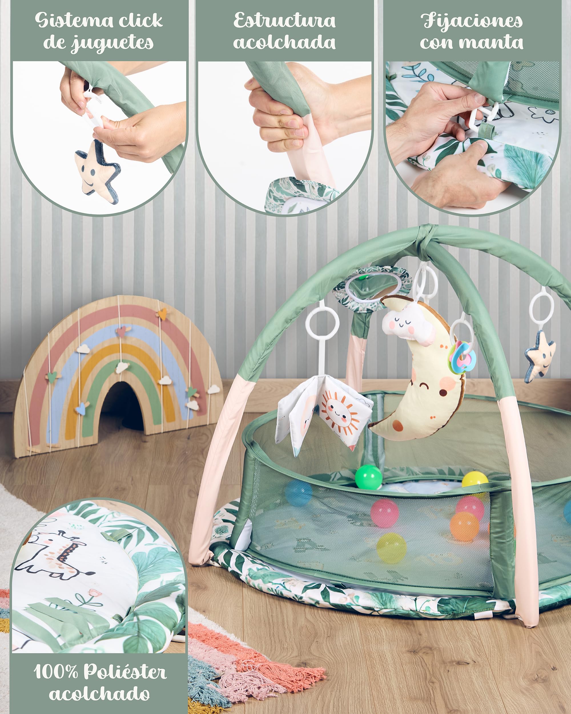 Gimnasio Bebe, Reversible 8 Juguetes Valla 10 Bolas Cojín Tummy, Gimnasio Bebe 0-6 meses, Tapete Actividades Bebe, Manta Actividades Bebe, Tummy Time Bebe, Alfombra Bebe, Manta Meses