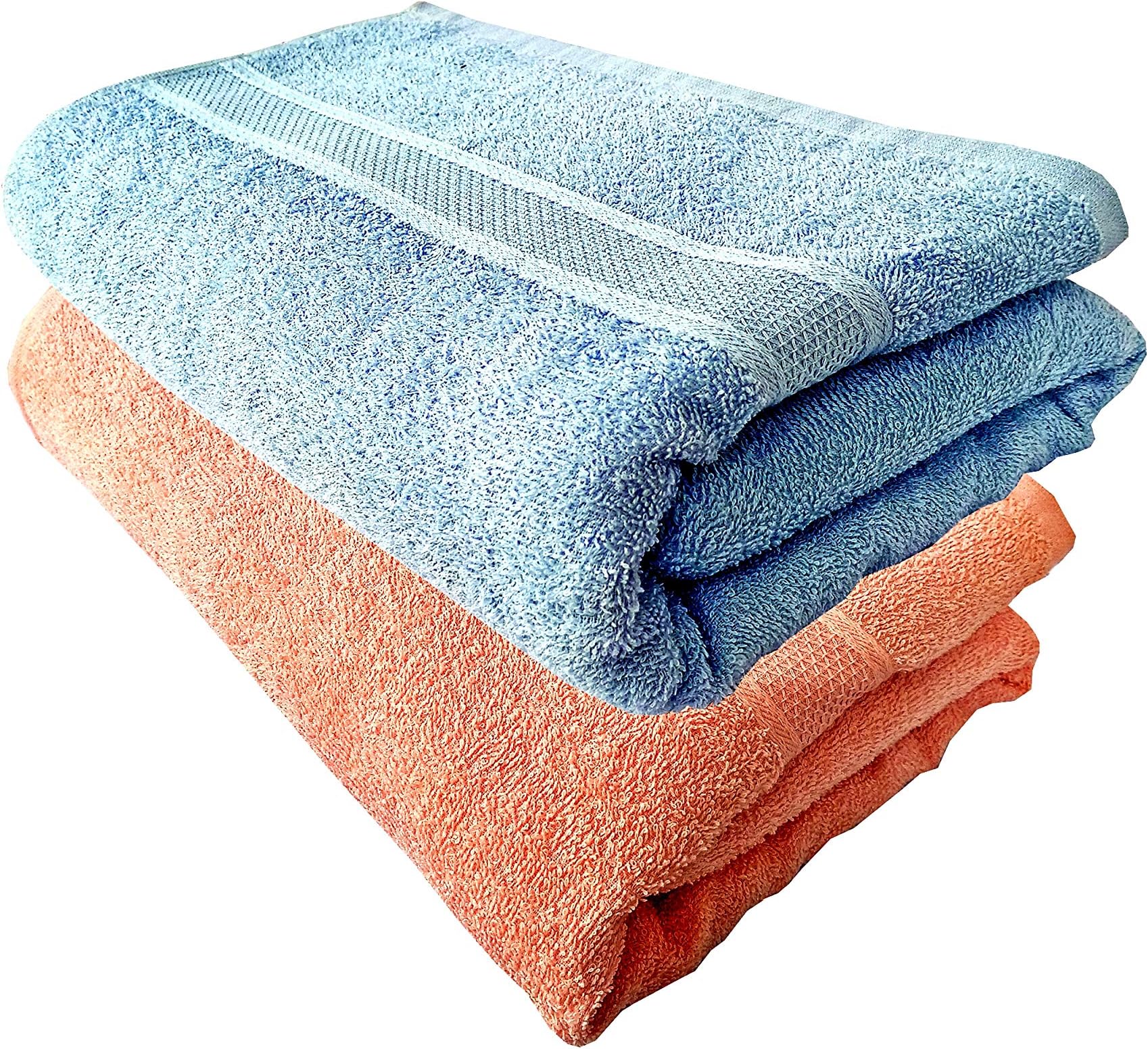 Space Fly 100% Cotton Quick Dry Extra Absorbent Dry Faster & Light Weight Plain Bathroom Bath Towel (Size : 70X140 CM_Multi Color) (Set of 2)