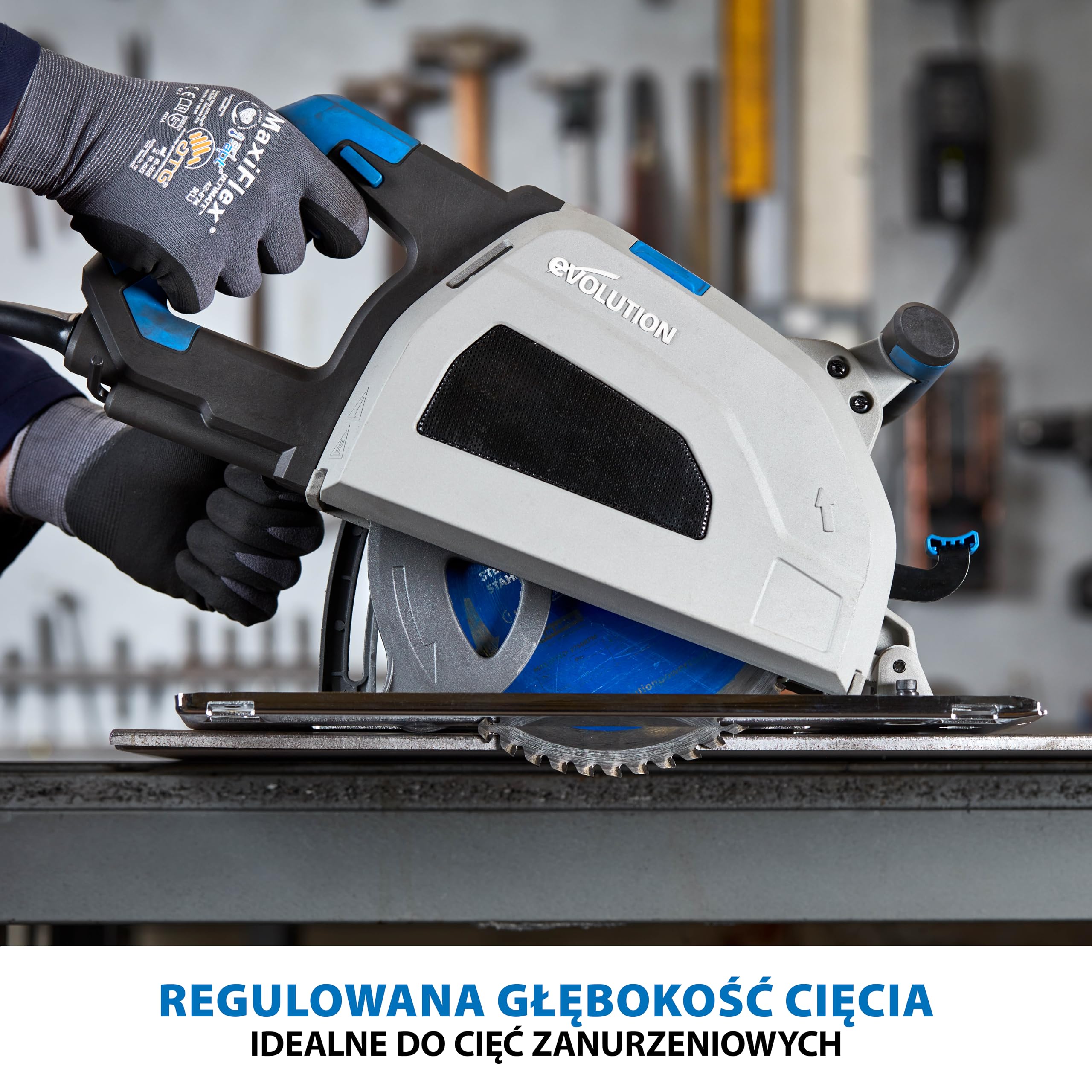 Evolution Piła Tarczowa S210CCS | Scie Circulaire Do Metalu 1800 W Z Tarczą Ø 210 mm | Tnie Stal Konstrukcyjną | Kompatybilna Z Szynami | Na Zimno