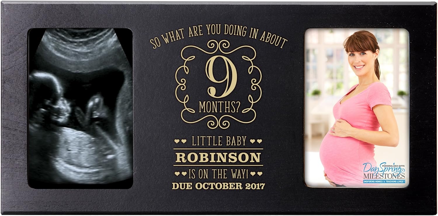 LifeSong Milestones Personalized New Baby Sonogram Picture Frame Gift Expectant Mother Ultrasound Infant for New Parents Nana,Mimi and Grandparents Holds 2 4x6 Photos (Ivory)