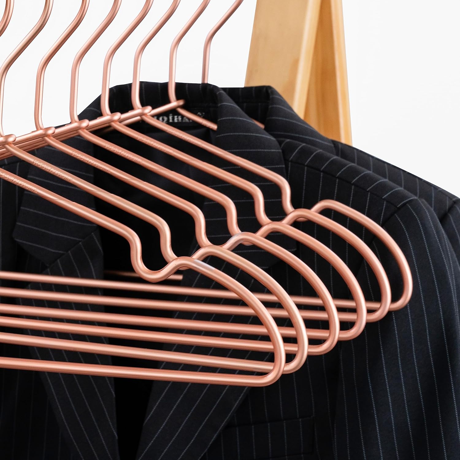 New Born Clothes Hangers Non Slip 12.5“ Rose Gold Copper Wire Children Coat Suit Metal Hanger, 30 Pack Baby Closet Dividers for Nursery Pants Display Organizer for Infant Clothing