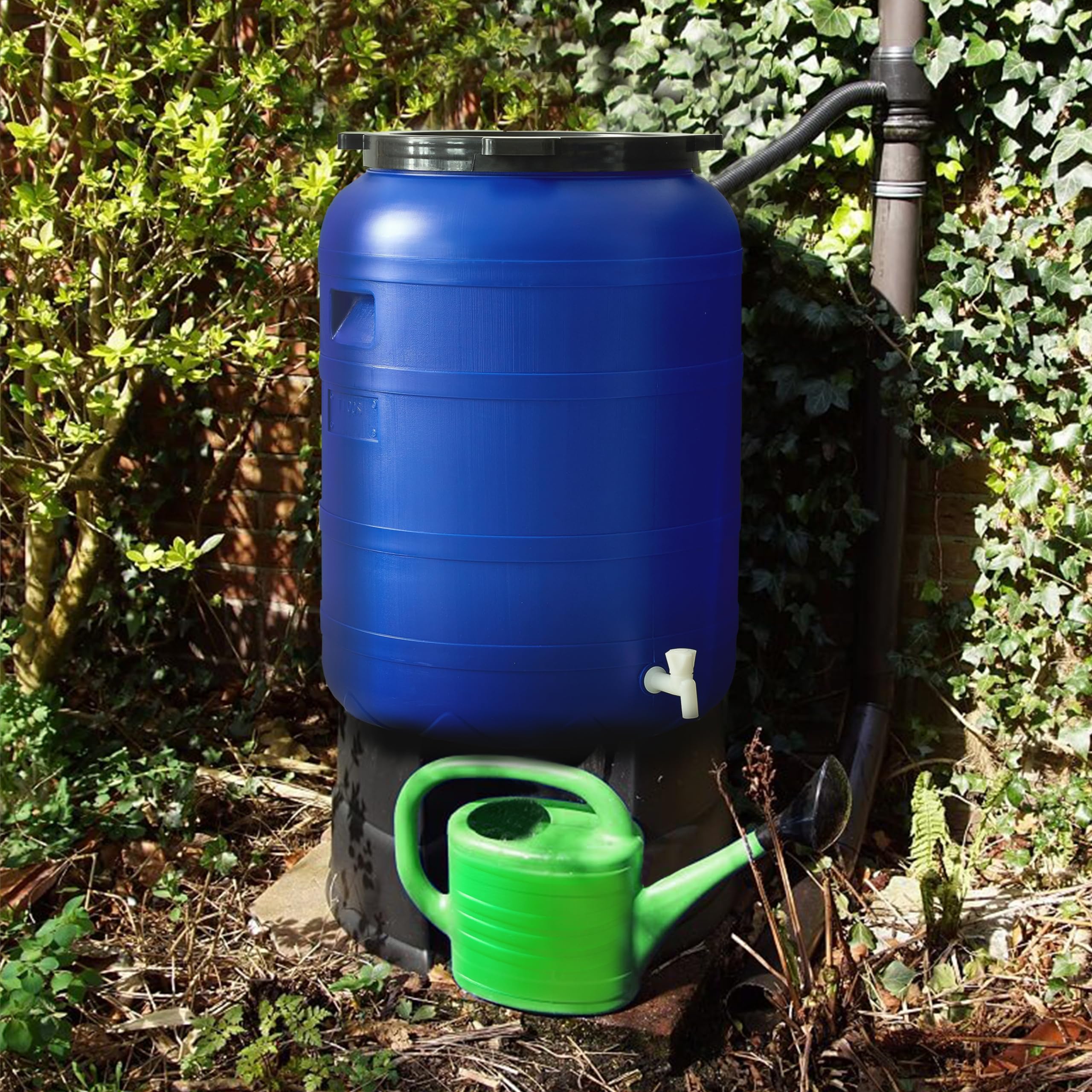 Garronda 250 Liter Weithalsfass BPA-frei Futtertonne Fass mit Hahn Universalfass Lebensmittel Fass Regenfass für Garten Regentonne mit Deckel Regenwassertonne für Garten Wassertonne GD-0092 Blau