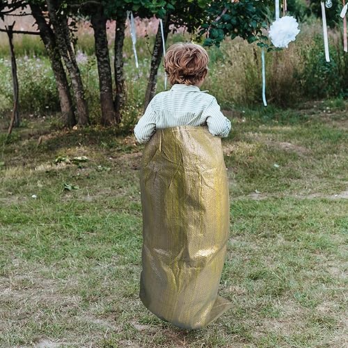 Miniatura 5 de Bolsas de carreras de sacos de papas, juegos de césped al aire libre de 24 x 40 pulgadas para adultos y niños, bolsas grandes de arpillera,