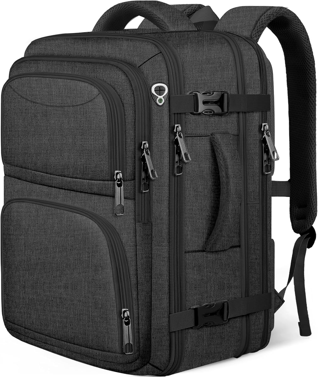 Travel Backpack, Extra Large Travel Backpack, TSA 18.4 inch Laptop Bag Flight Approved, Lightweight Business Luggage Bag, Gifts for Men Women, Black