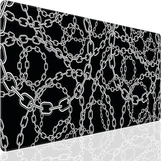 Gaming Mouse Pad, Black White Chains XXL Extended Desk Mat, Large Mousepad