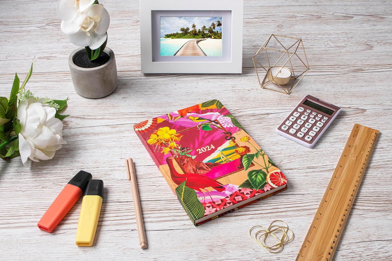 Collins Maxilmalism 2024 Diary A5 Week To View Diary - Business Planner and Organiser - January to December 2024 Diary - Weekly - Yellow/Pink - MX153.45-24