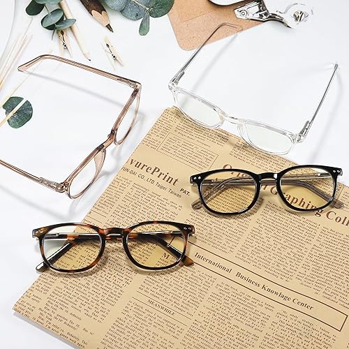 Miniatura 7 de KSSESSE Paquete de 4 lentes de lectura pequeños para mujeres y hombres, con bloqueo de luz azul, ovalados con bisagra de resorte 147