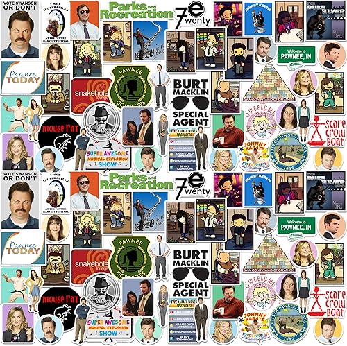 Parks and Rec - Paquete de 100 calcomanías de vinilo grandes de lujo, para laptop, botella de agua, álbumes de recortes, tableta, monopatín,