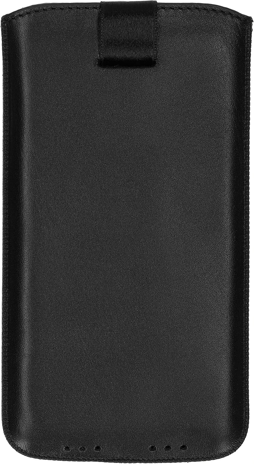 mumbi Genuine Leather Case with Flap and Pull-Up Strap for Nokia 4.2 Black