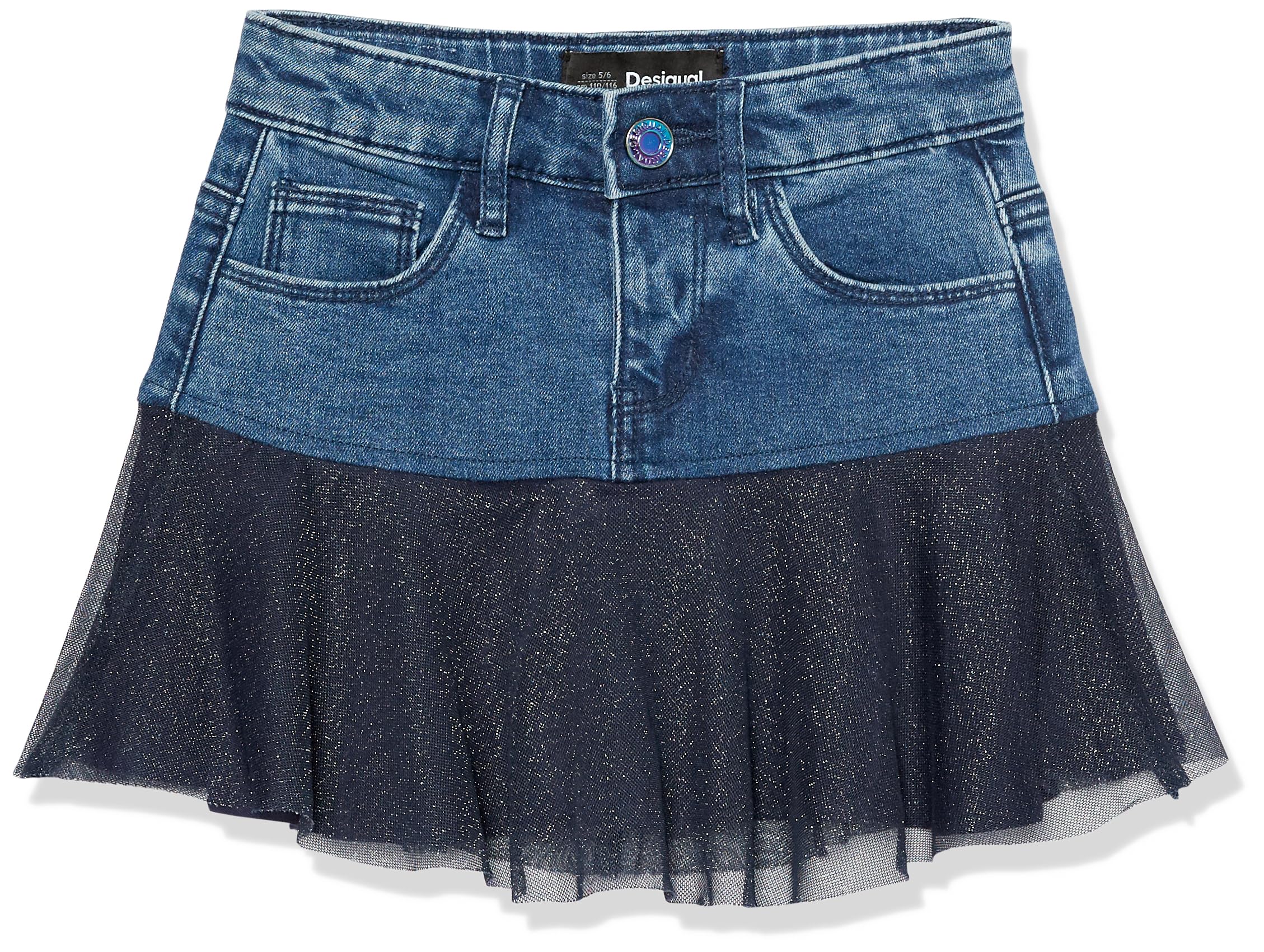 Desigual Girl's Fald_gia Denim Skirt Short, Blue, 12 Years