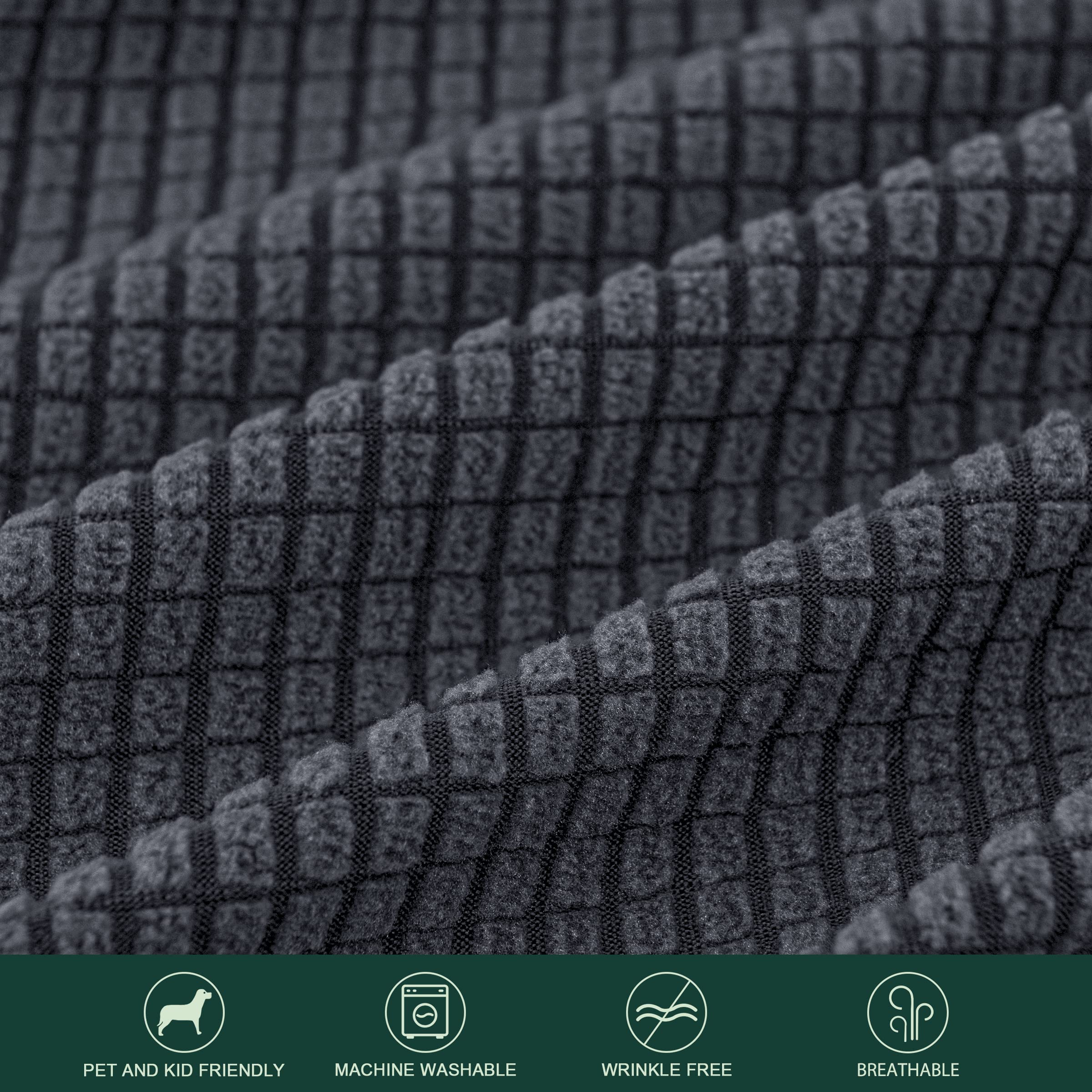 Funda elástica para sofá biplaza, 3 piezas, suave, lavable, con 2 fundas de cojín separadas para perros, tela jacquard de elastano a cuadros, tamaño M, color gris 6