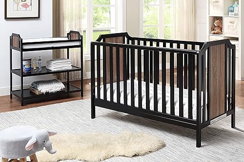 Suite Bebe Cuna Isla convertible Brees en color negro y nogal vintage