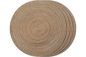 FunWheat Round Braided Placemats for Dining Tables - Chocolate Brown