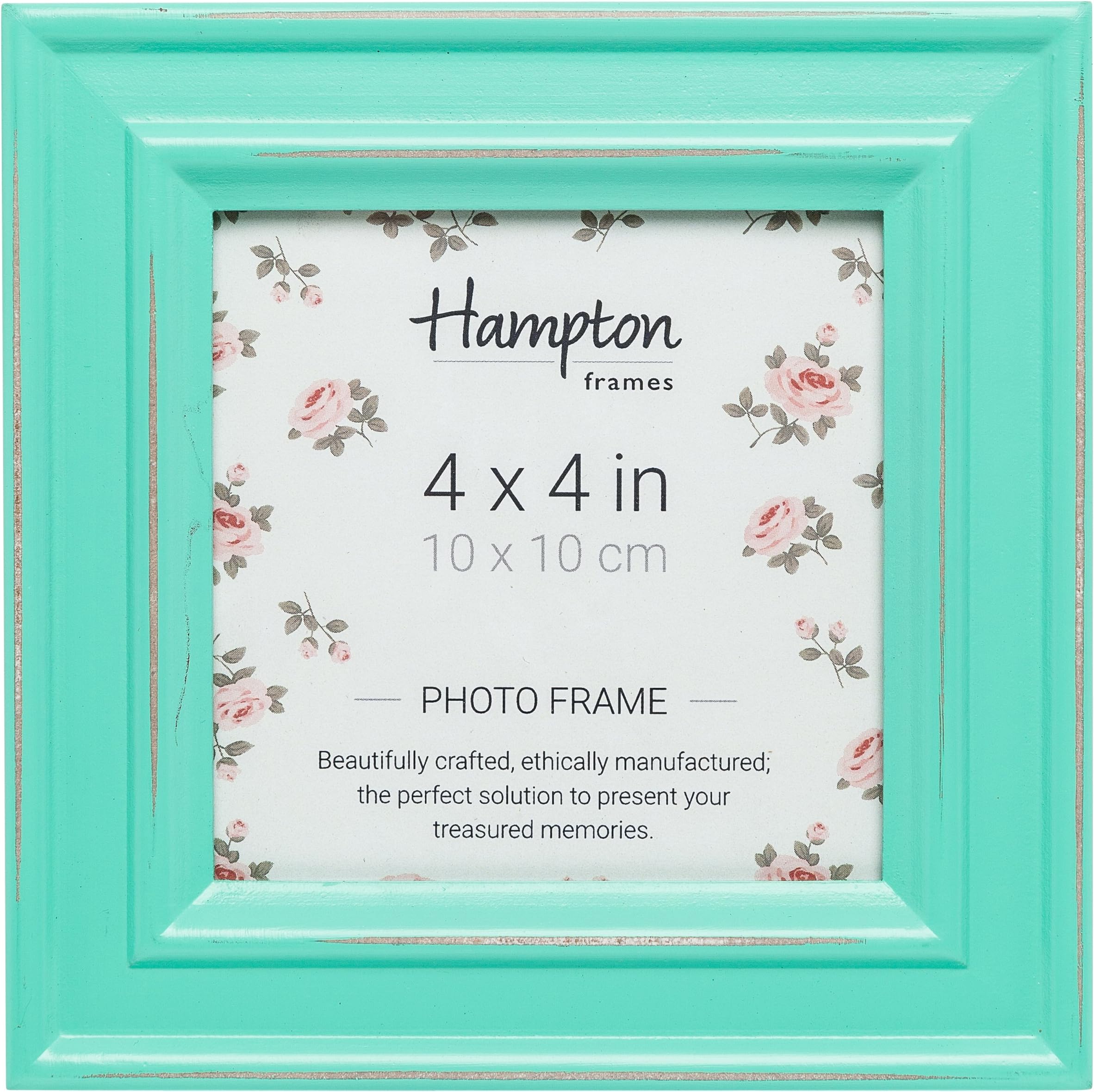 Hampton Frames PALOMA Distressed Square Picture Photo Frame Mint Green 4x4 (10x10cm) PAL301944GRN