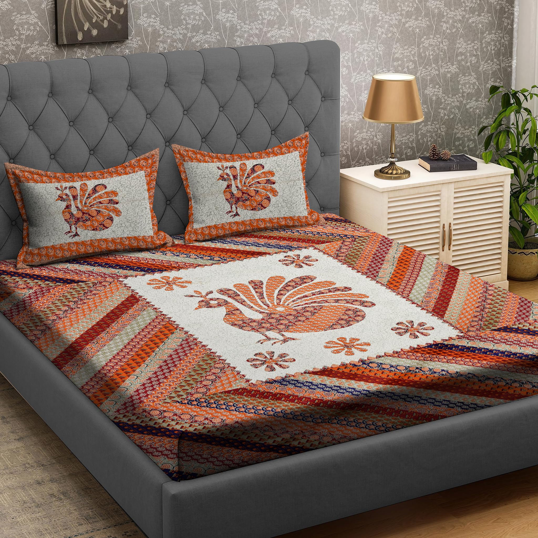 RRC Super Soft Cotton King Size Bedsheet Jaipuri Print 90X108 Inch Size with 2 Pillow Covers, 154 TC Cotton Bedsheet with Pillow Cover (B0CR3GJ5V3) Amazon Price History, Amazon Price Tracker