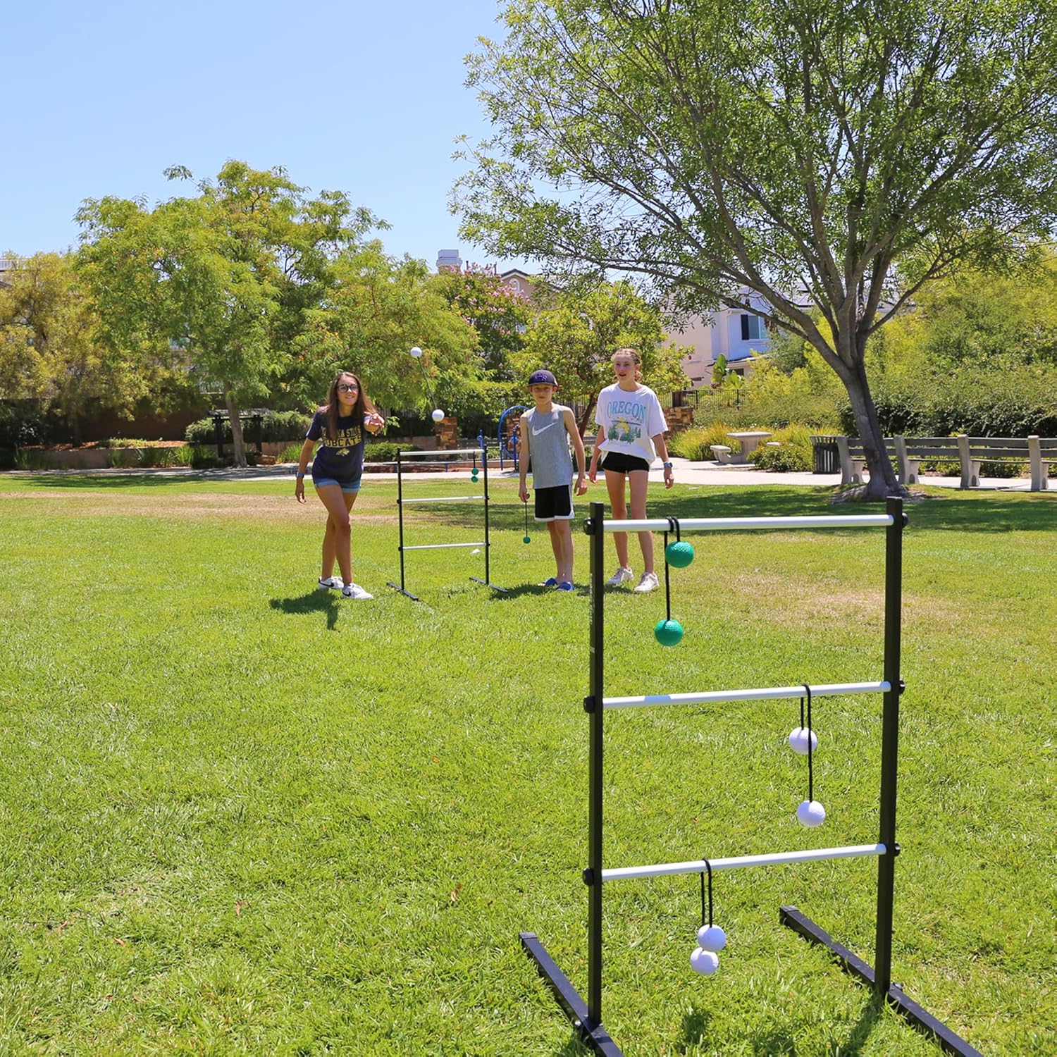 Ladder Golf Extreme Metal Tournament Edition Ladder Ball Tossing Game with 2 Metal Ladders and 2 Sets of Soft Bolas - Official Equipment : Sports & Outdoors
