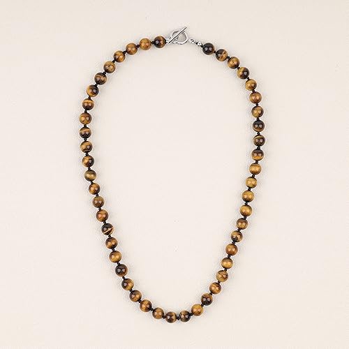 Miniatura 4 de GAVU Collar con cuentas anudadas a mano para hombre, Collar de cristal para hombres