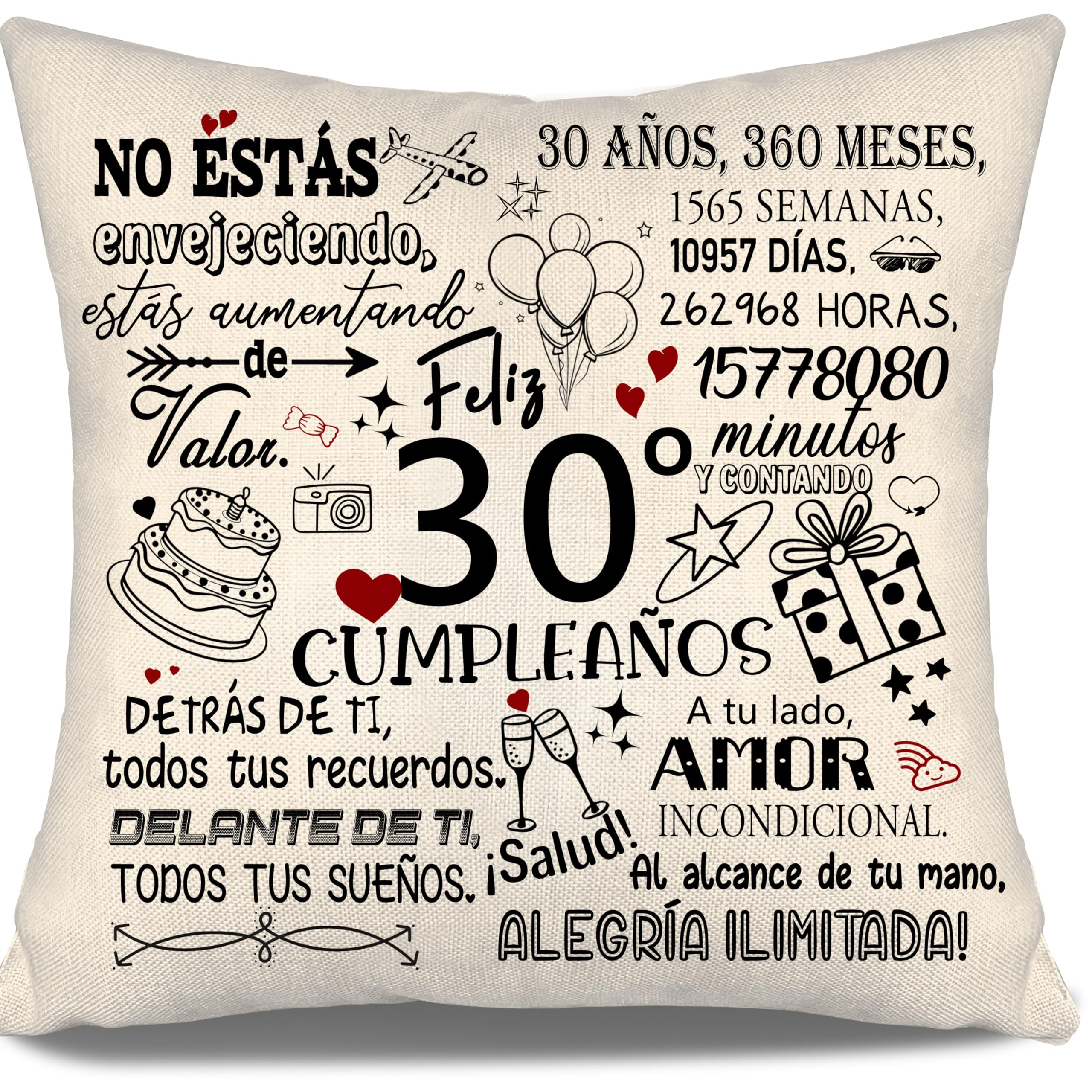 No estás envejeciendo estás aumentando de Valor Funda de Cojín para Cumpleaños 30 Años Hija Hermana Amiga Prima Novia Esposa Colegas 30 Cumpleaños Regalo 10-100 Años Fundas de Cojín Cumpleaños (30-a)