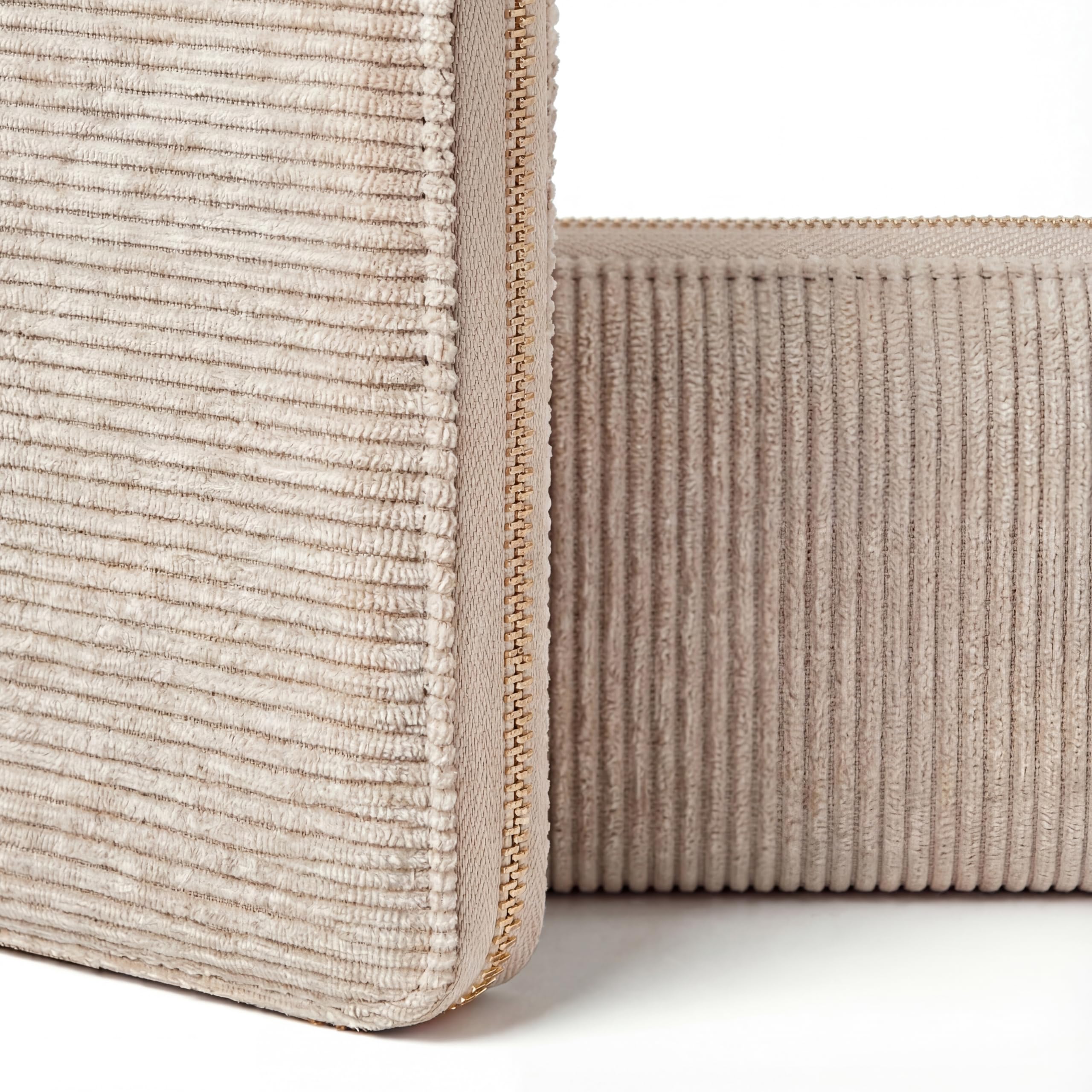 MillyMilk Fondo Large Damen Cord Geldbeutel Portemonnaie Vegan viel Platz Karten Münzen Scheine Reißverschluss Organizer BEIGE